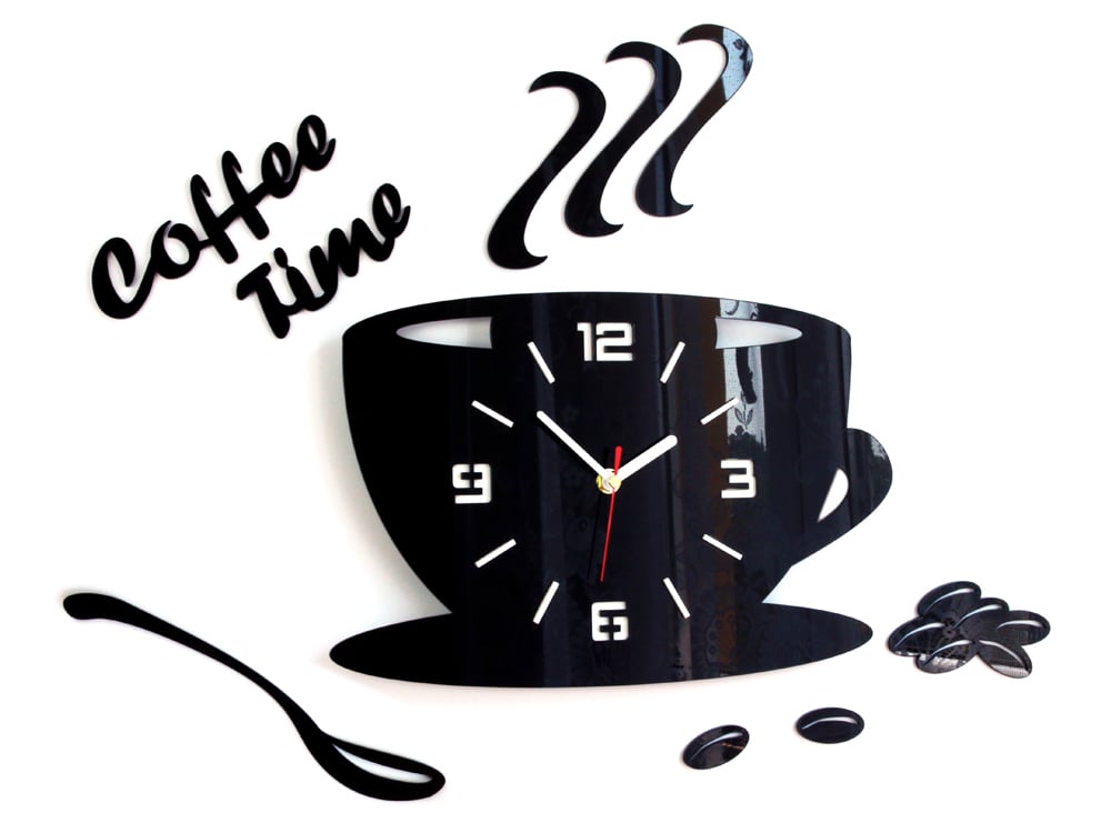 Moderne stenske ure COFFE TIME 3D BLACK NH045-black