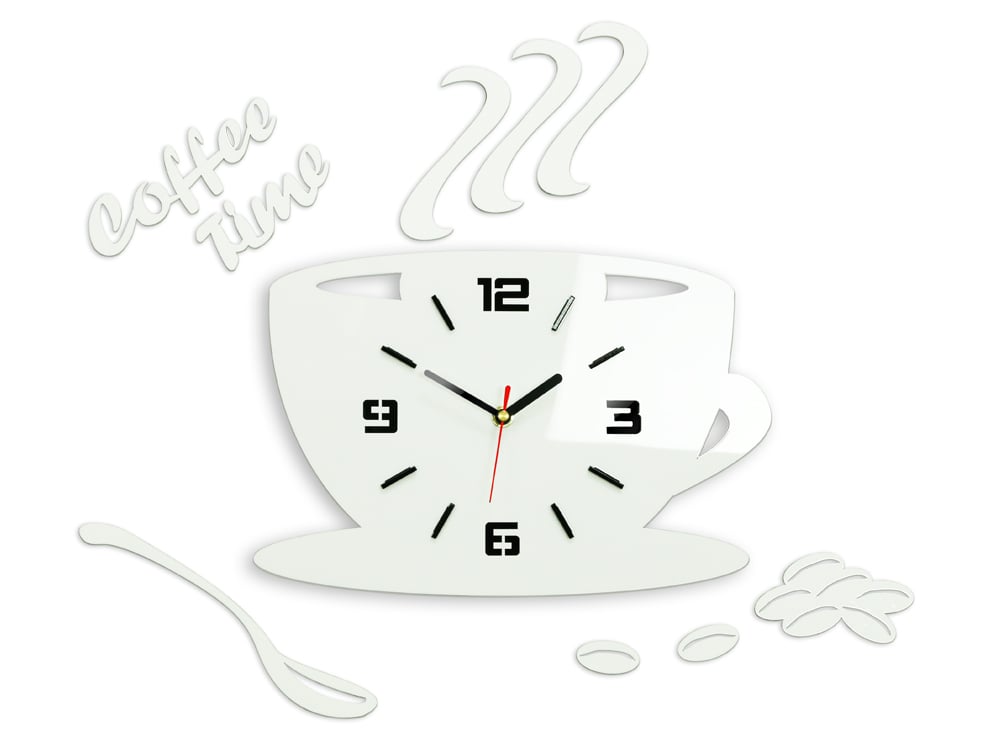 Moderne stenske ure COFFE TIME 3D WHITE NH045-white