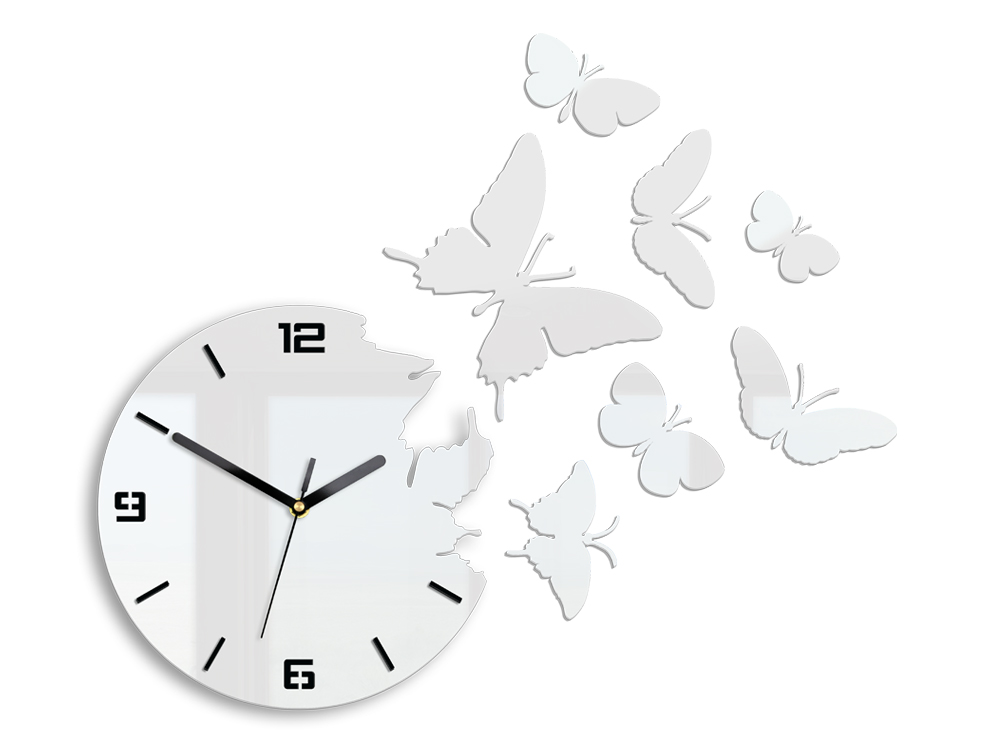 Moderna stenska ura BUTTERFLY 3D WHITE NH049