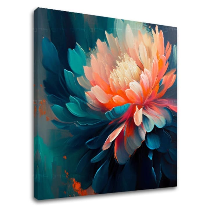 Oblikovanje dekoracije na platnu Barvni cvetlični vtisi 60x60 cm