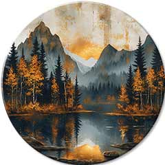 Okrogle slike z akrilom Somrak v mirni dolini | različne dimenzije