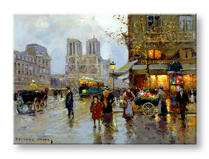 Slika na platnu PLACE SAINT-MICHEL ET NOTRE DAME – Edouard Leon Cortes