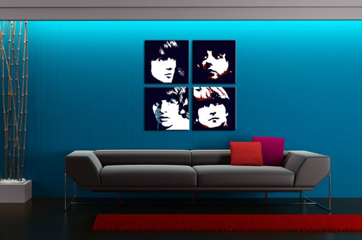 Ročno poslikana slika POP ART BEATLES 100x100 cm