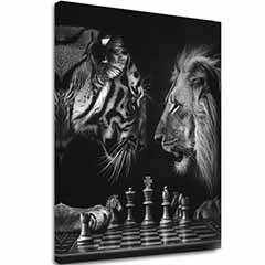 Slika na platnu Lev in tiger - Šahovska strategija