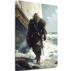 Slika na platnu Viking na obali - zgodovinski motiv