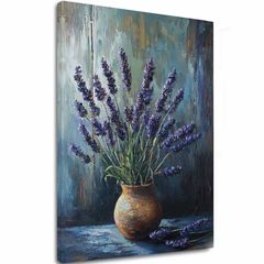 Slikarstvo Harmonija sivke | Soba v glineni vazi | Akrilne podrobnosti 40x60 cm