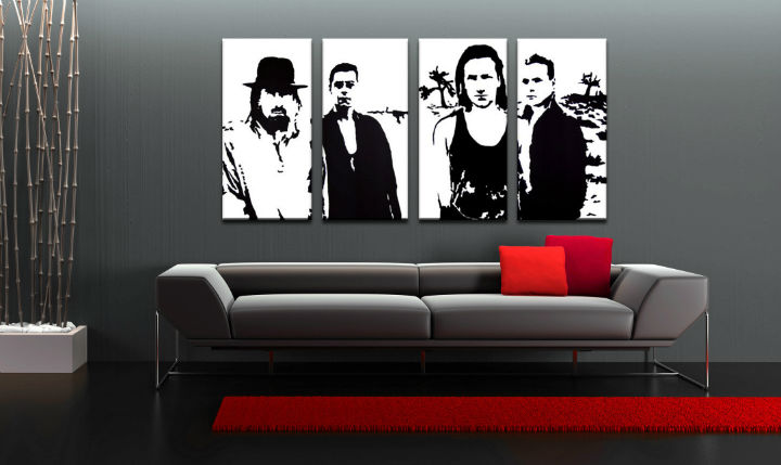 Ročno izdelana slika POP Art U2 in Black 4-delna