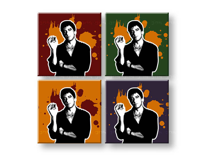 Ročno izdelana slika POP Art Scarface - AL PACINO 4-delna 