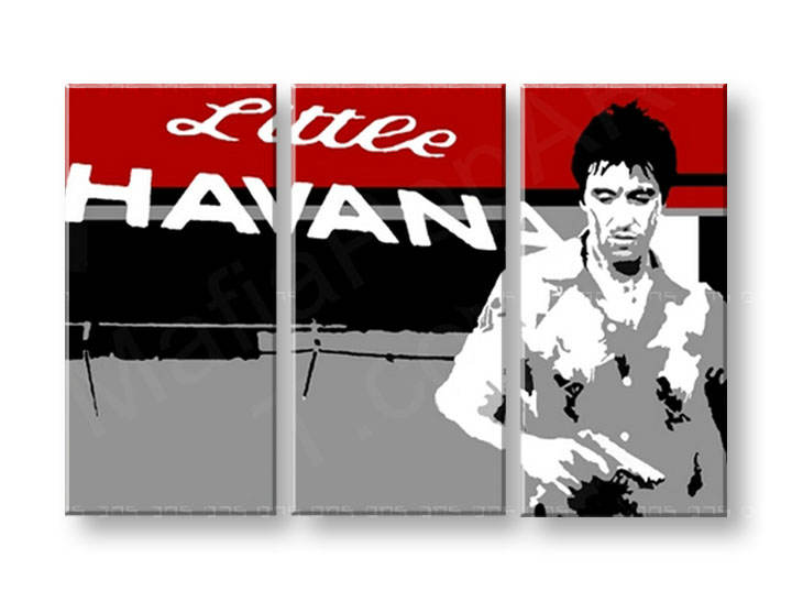 Ročno izdelana slika POP Art Scarface - AL PACINO 3-delna 