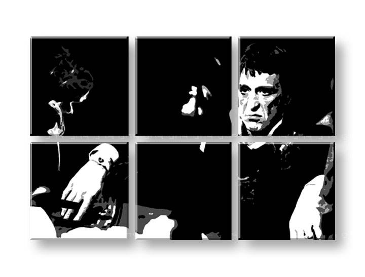 Ročno izdelana slika POP Art SCARFACE-AL PACINO 6-delna 