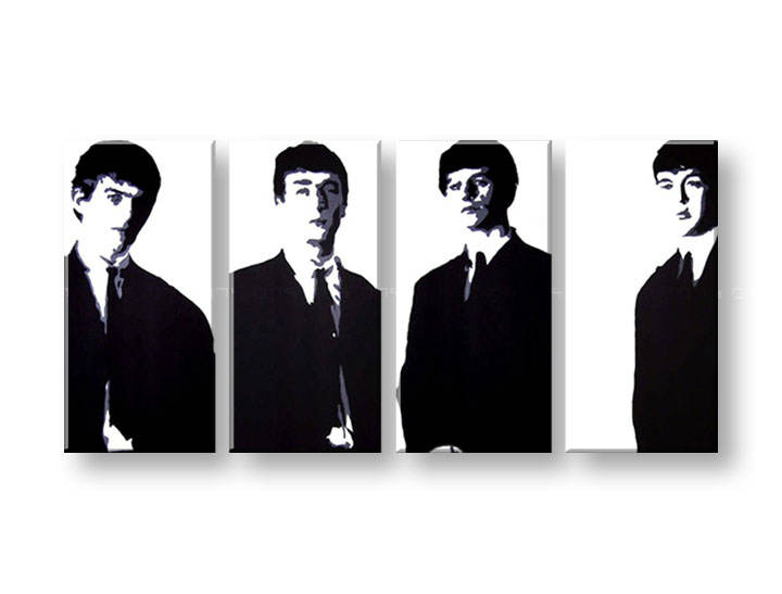 Ročno izdelana slika POP Art Beatles 4-delna