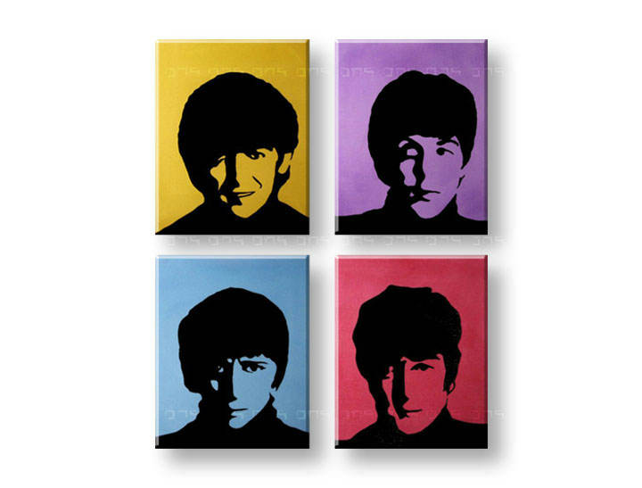 Ročno izdelana slika POP Art BEATLES 4-delna 