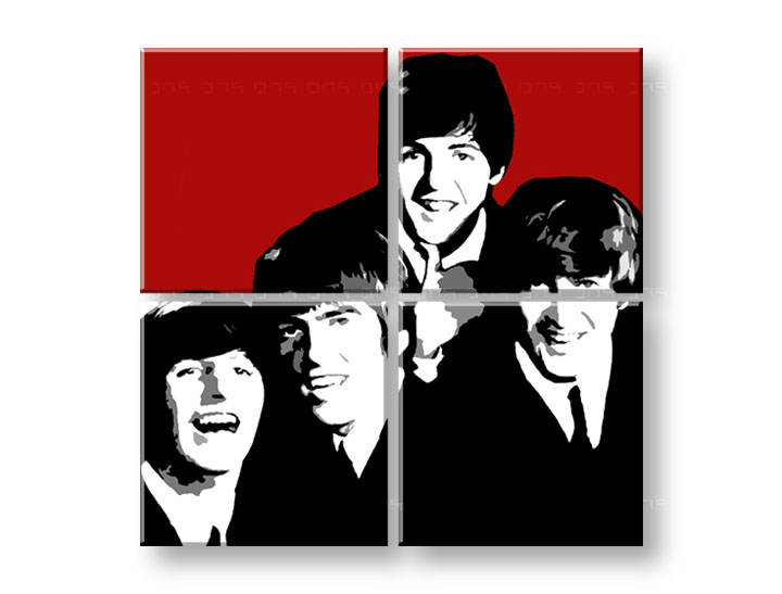 Ročno izdelana slika POP Art BEATLES 4-delna 