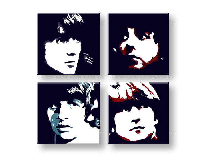 Ročno izdelana slika POP Art BEATLES 4-delna 