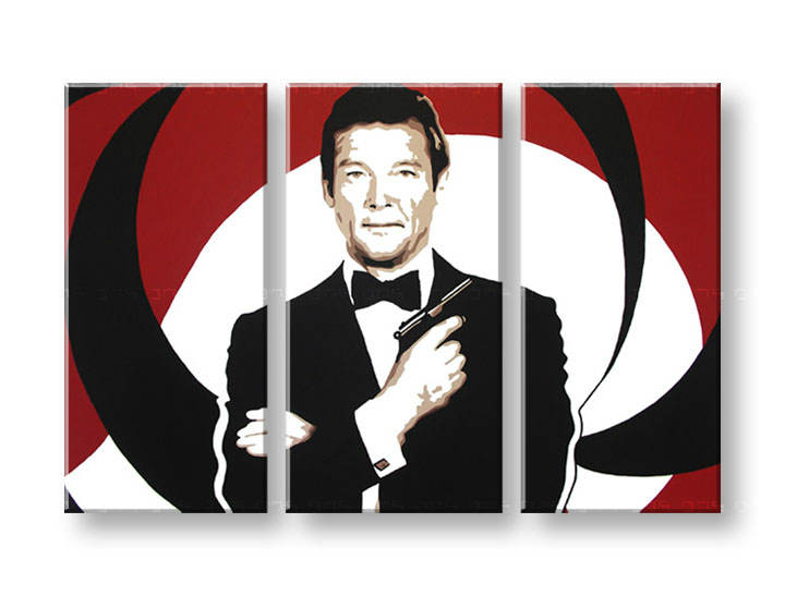 Ročno izdelana slika POP Art James Bond 3-delna 