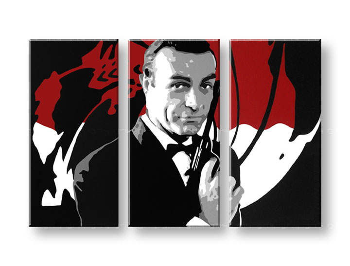 Ročno izdelana slika POP Art James Bond 3-delna 