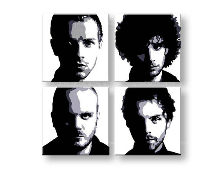 Ročno izdelana slika POP Art Coldplay 4-delna 