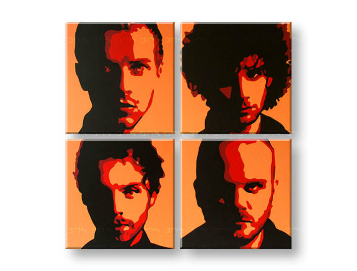 Ročno izdelana slika POP Art Coldplay 4-delna 