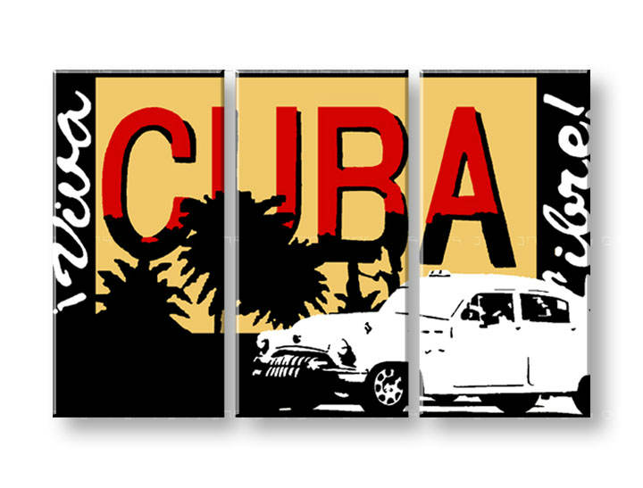 Ročno izdelana slika POP Art Cuba 3-delna 