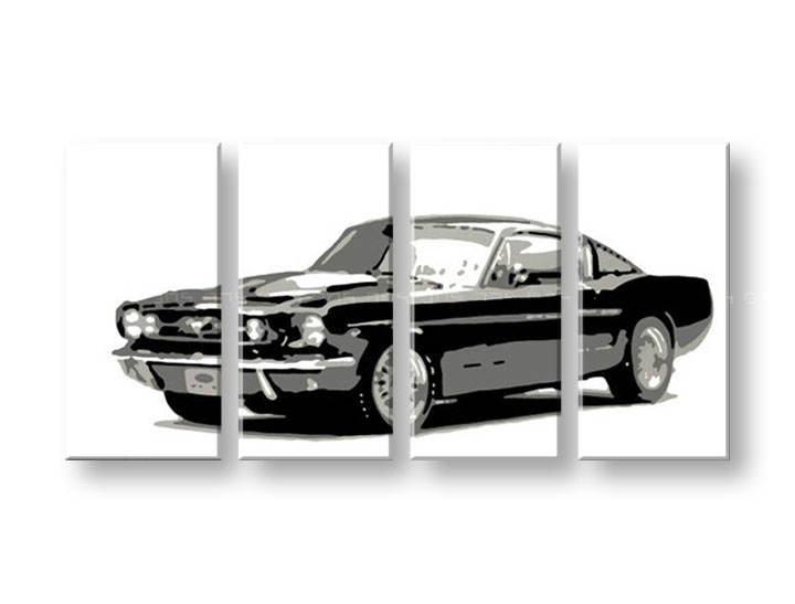 Ročno izdelana slika POP Art Ford Mustang 4-delna