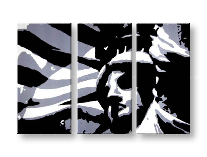 Ročno izdelana slika POP Art Kip Slobody 3-delna 