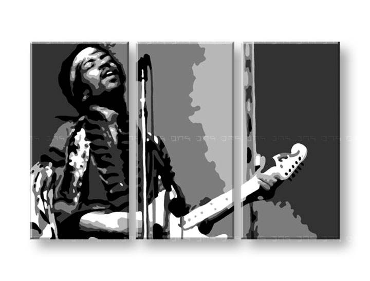 Ročno izdelana slika POP Art Jimmy Hendrix 3-delna 