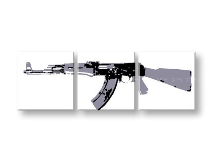 Ročno izdelana slika POP Art Kalashnikov 3-delna