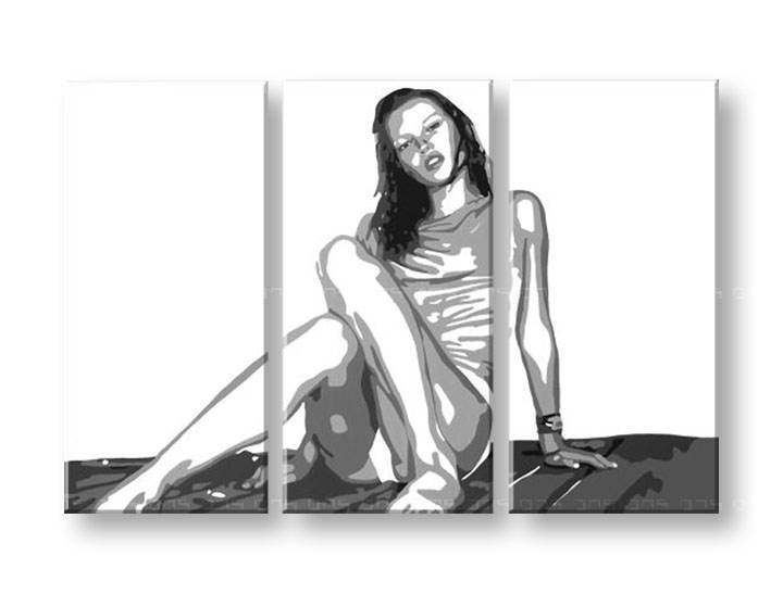 Ročno izdelana slika POP Art Kate Moss 3-delna 