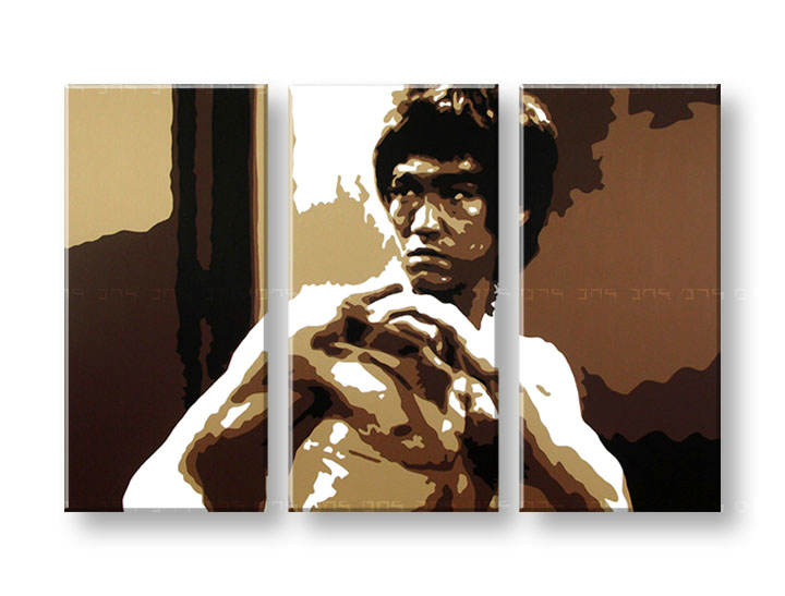 Ročno izdelana slika POP Art AL Bruce Lee 3-delna 
