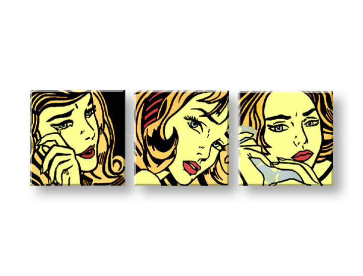 Ročno izdelana slika POP Art LICHTENSTEIN 3-delna