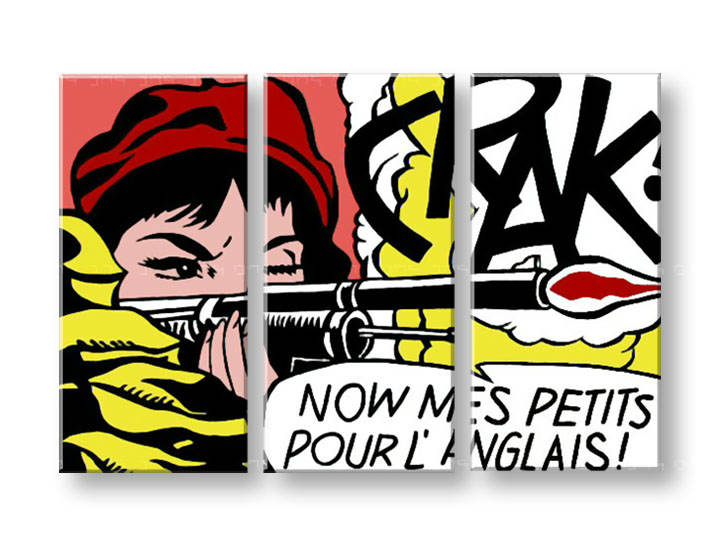 Ročno izdelana slika POP Art LICHTENSTEIN 3-delna 