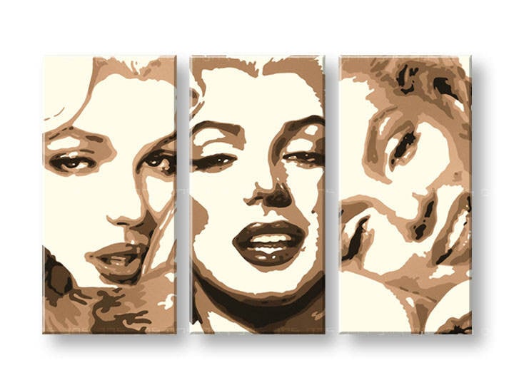 Ročno izdelana slika POP Art Marilyn MONROE 3-delna 