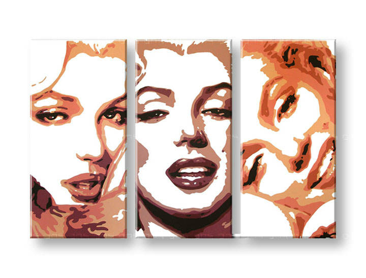 Ročno izdelana slika POP Art Marilyn Monroe 3-delna 