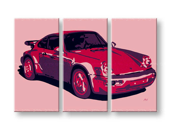 Ročno izdelana slika POP Art PORSCHE 911 3-delna 