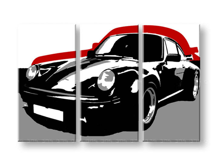 Ročno izdelana slika POP Art PORSCHE 911 3-delna 