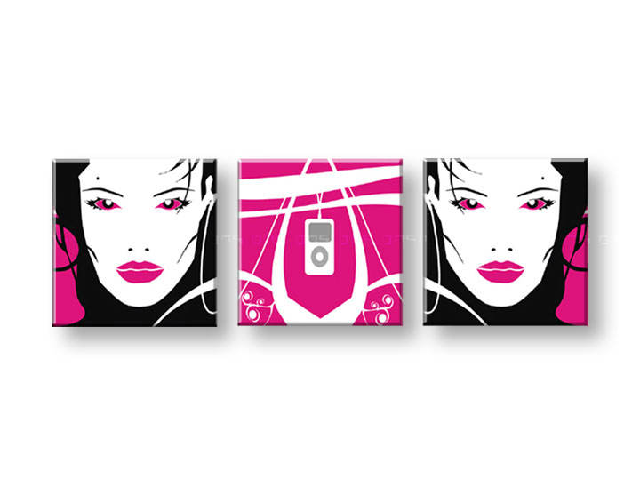 Ročno izdelana slika POP Art I-GIRL 3-delna