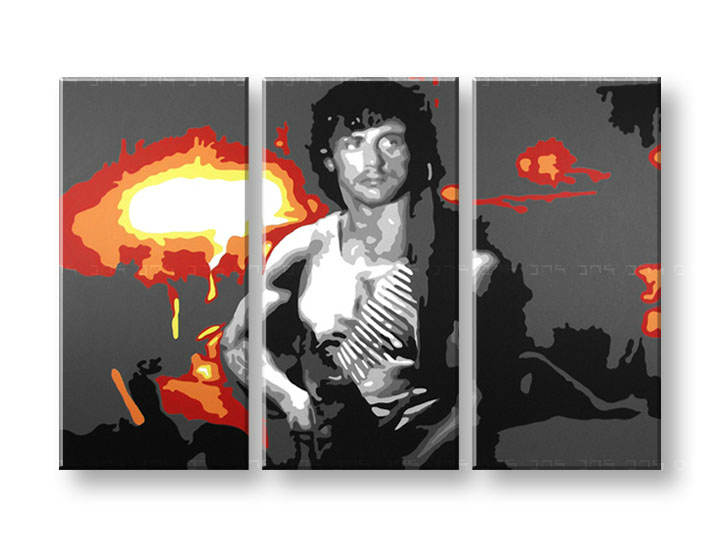 Ročno izdelana slika POP Art rambo 3-delna 