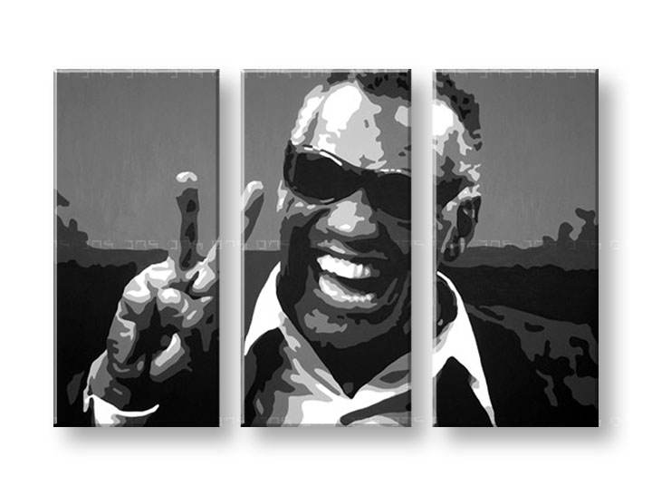 Ročno izdelana slika POP Art Ray Charles 3-delna 