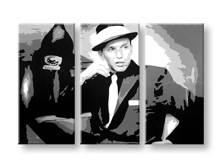 Ročno izdelana slika POP Art Frank Sinatra 3-delna 