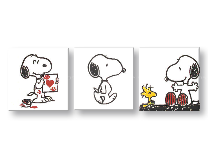 Ročno izdelana slika POP Art SNOOPY 3-delna