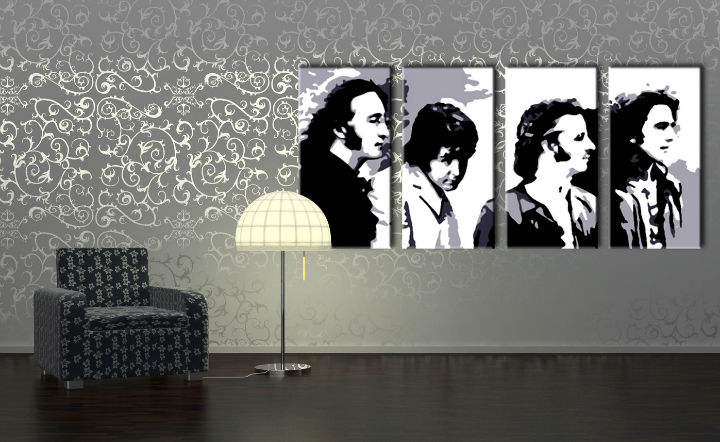 Ročno izdelana slika POP Art Beatles 4-delna
