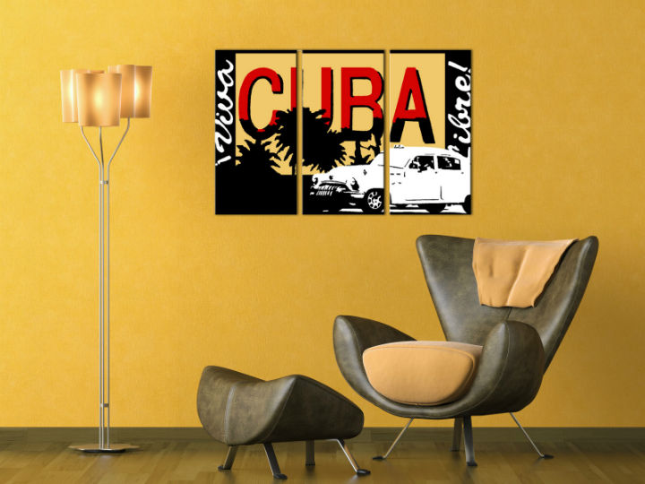 Ročno izdelana slika POP Art Cuba 3-delna 