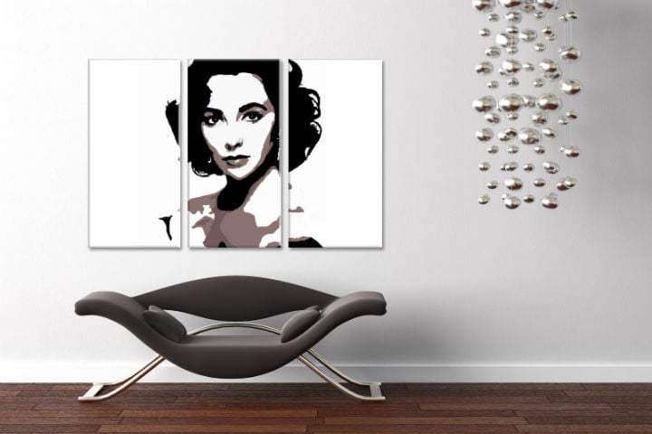 Ročno izdelana slika POP Art Elizabeth Taylor 3-delna 