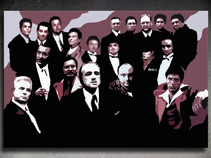 Ročno izdelana slika POP Art The Mafia Family 1-delna 