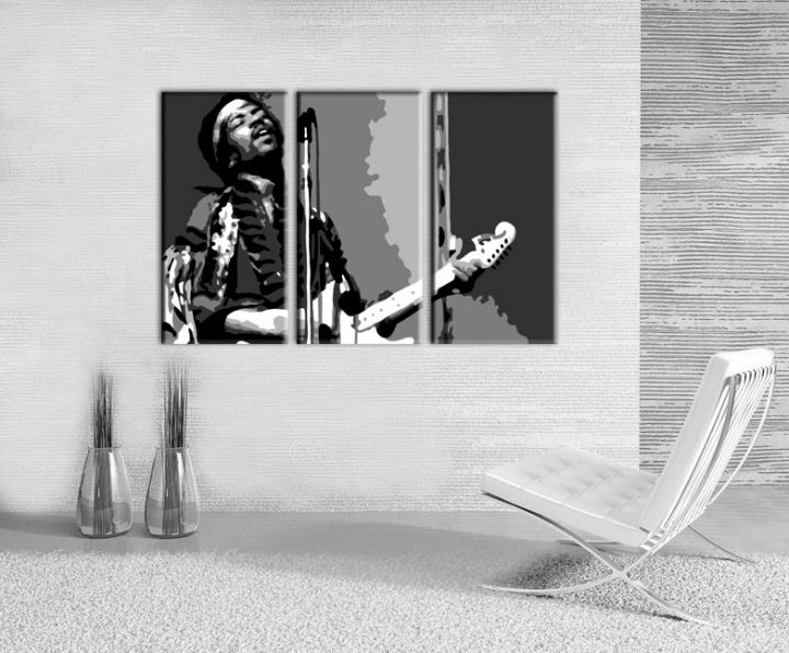 Ročno izdelana slika POP Art Jimmy Hendrix 3-delna 