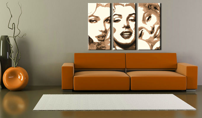 Ročno izdelana slika POP Art Marilyn MONROE 3-delna 