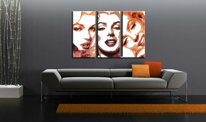 Ročno izdelana slika POP Art Marilyn Monroe 3-delna 