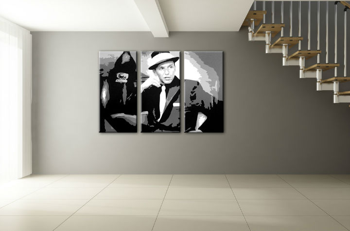 Ročno izdelana slika POP Art Frank Sinatra 3-delna 
