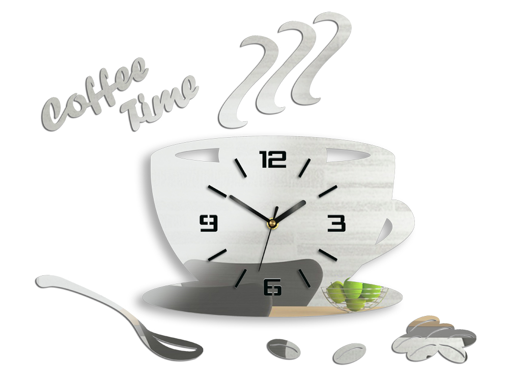 Stenske ure COFFE TIME 3D MIRROR HMCNH045-mirror